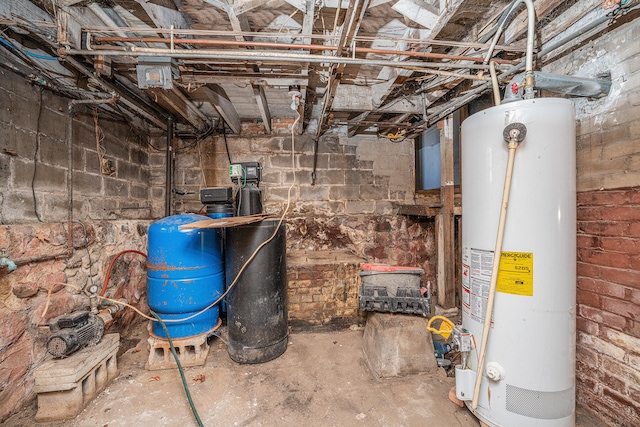 utility room with water heater