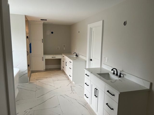 bathroom featuring vanity and a bathing tub