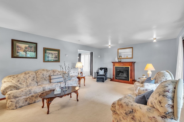 living room with carpet