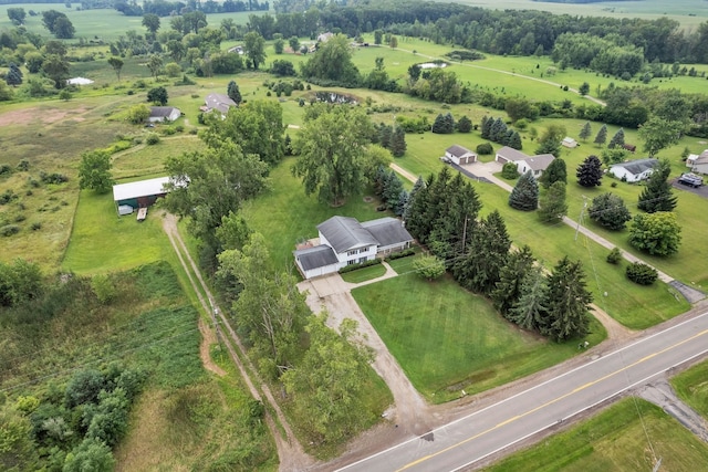 aerial view with a rural view