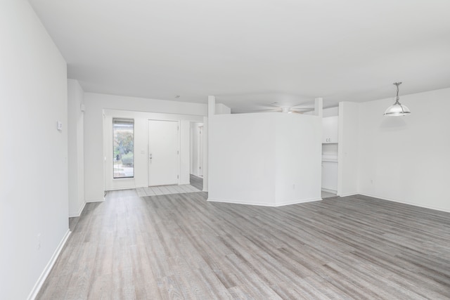 unfurnished living room with light hardwood / wood-style floors