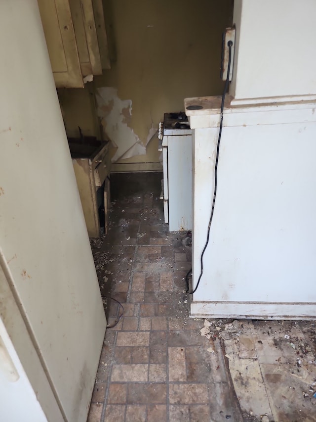 interior space featuring white refrigerator