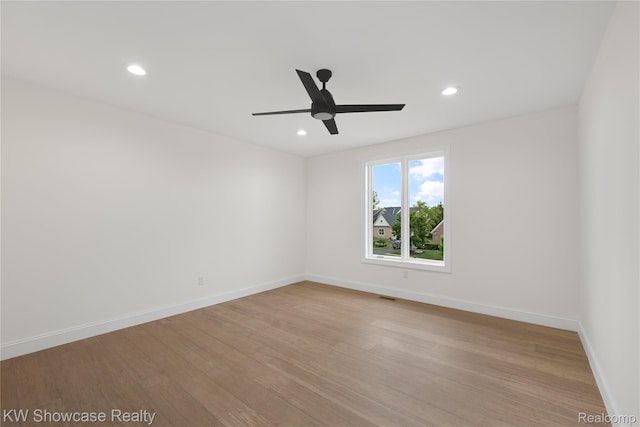 5245 Buell Dr, Commerce Twp, MI 48382 - spare room with recessed lighting, ceiling fan, baseboards, and light wood-type flooring