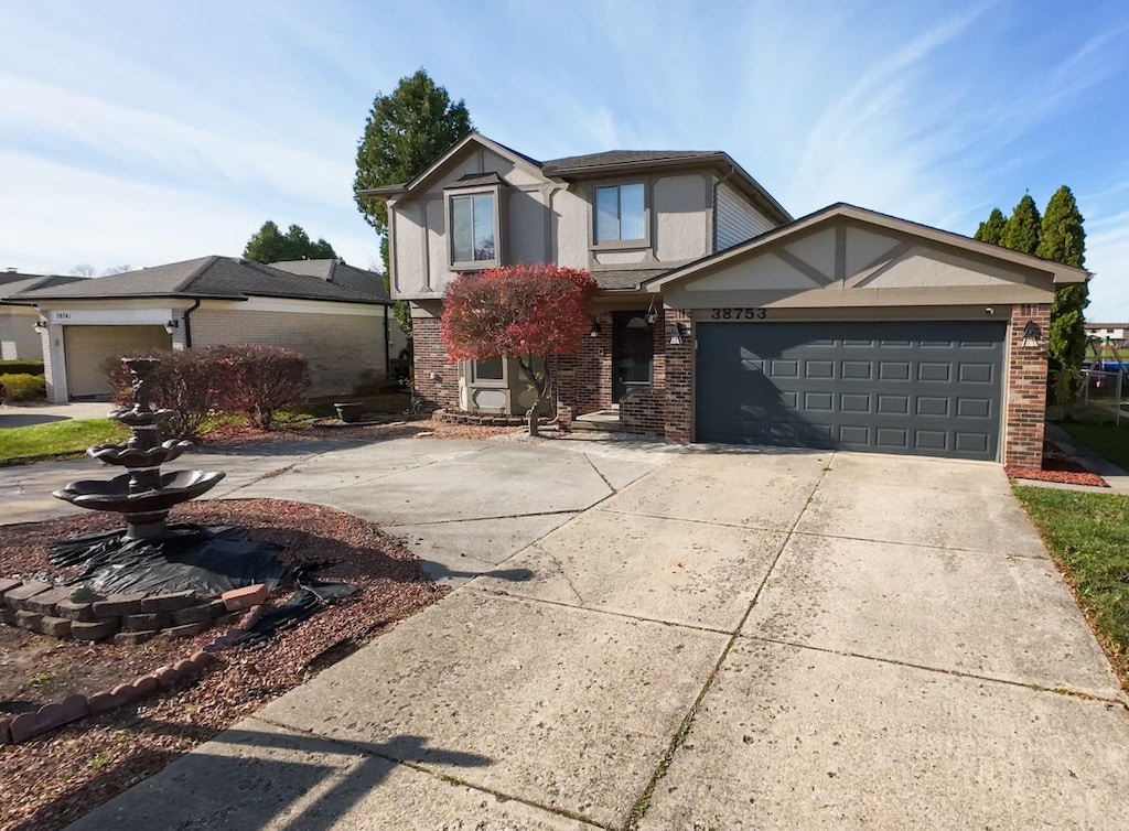 view of front of property featuring a garage