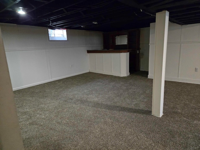 basement featuring carpet