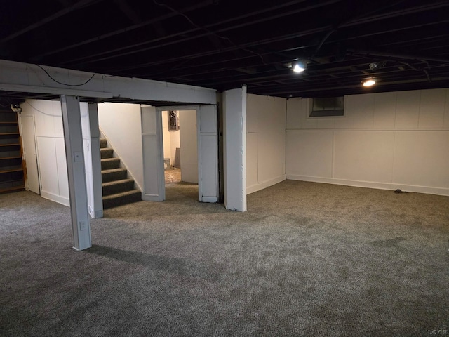 basement featuring carpet