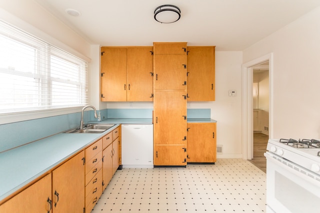 kitchen with white appliances and sink