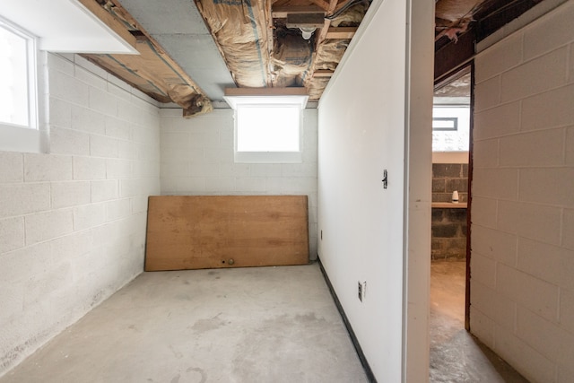 basement featuring plenty of natural light