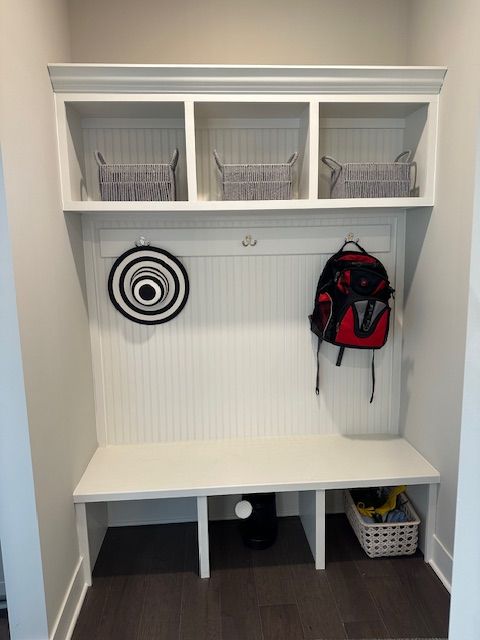 mudroom featuring dark hardwood / wood-style floors