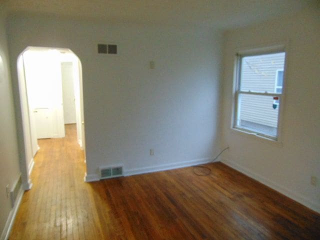 empty room with light wood-type flooring