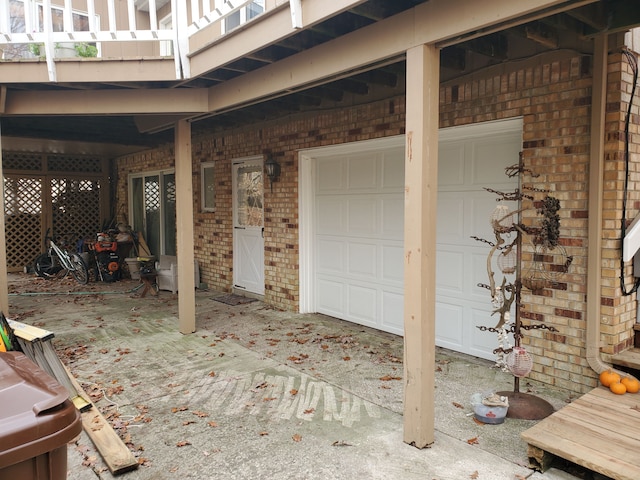 view of patio / terrace with a garage