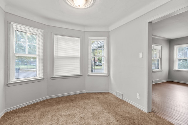 unfurnished room with a wealth of natural light and wood-type flooring