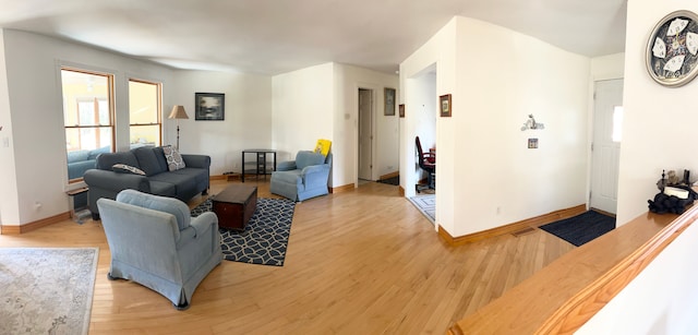 living room with light wood-type flooring