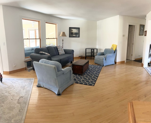 living room with light hardwood / wood-style floors