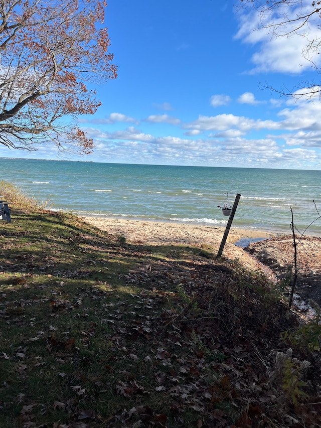 view of water feature with a view of the beach