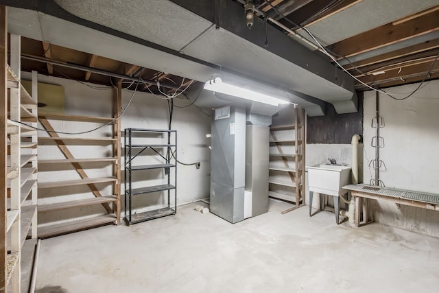 basement with sink