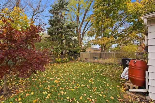 view of yard with a fenced backyard