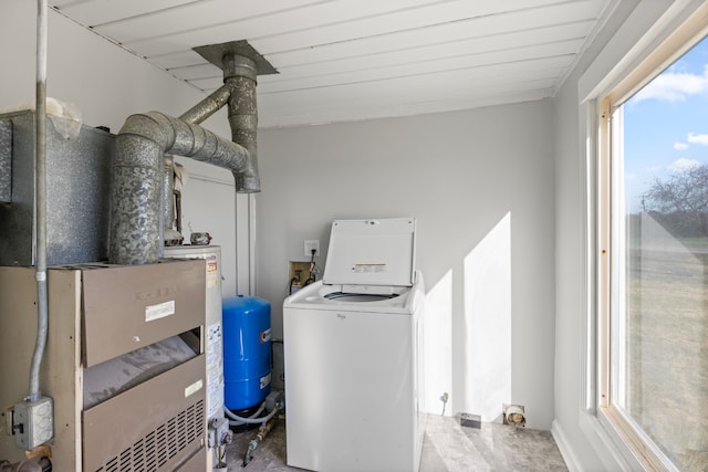 utility room featuring washer / dryer and heating unit