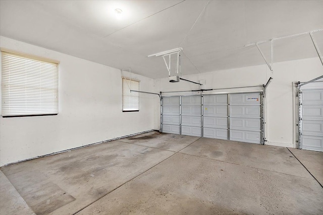 garage with a garage door opener