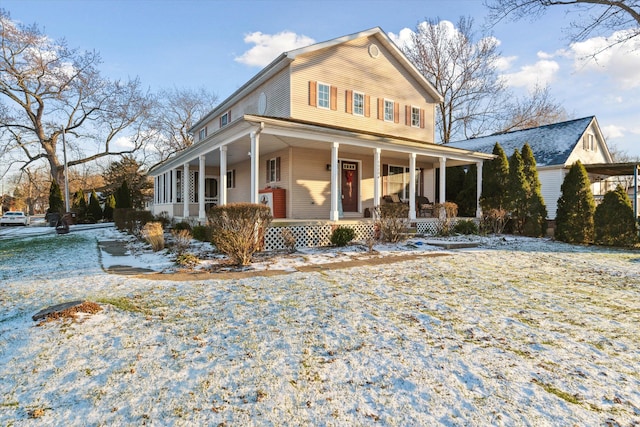 farmhouse inspired home with a porch