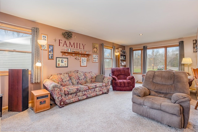 living room featuring carpet floors