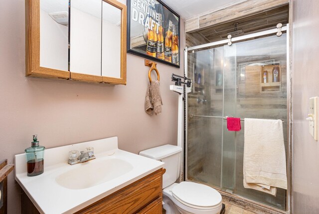 5085 W Redstone Rd, Michigan, MI 48880 - bathroom featuring vanity, toilet, and a shower stall