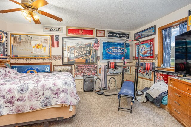 5085 W Redstone Rd, Michigan, MI 48880 - bedroom with carpet, a textured ceiling, and ceiling fan