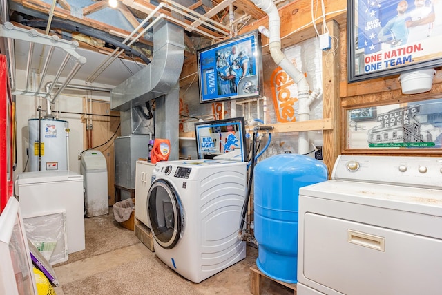 laundry area featuring washer and clothes dryer and gas water heater