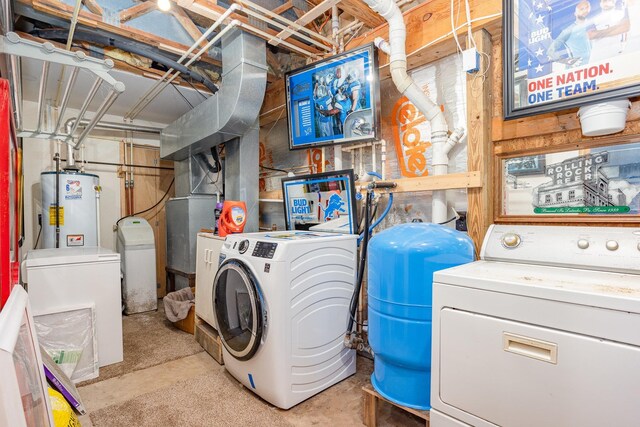 5085 W Redstone Rd, Michigan, MI 48880 - laundry room featuring separate washer and dryer and water heater