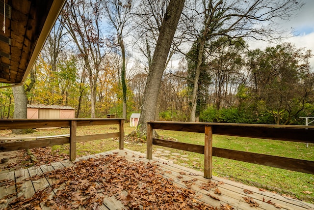 deck featuring a yard