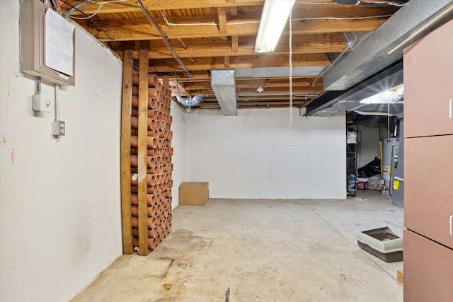 basement with gas water heater