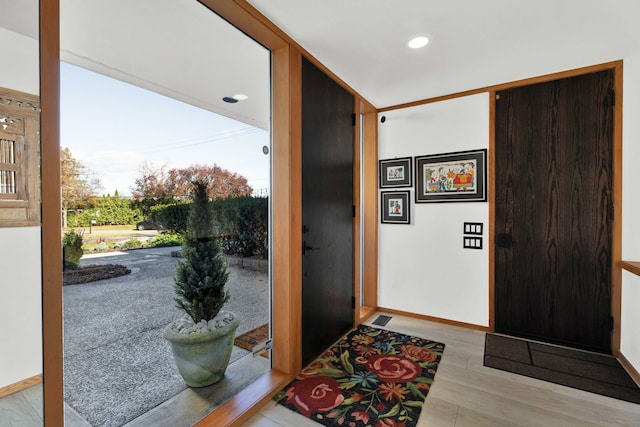 entrance foyer featuring light wood-type flooring