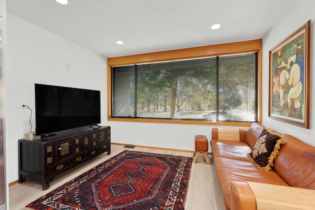 living room featuring light hardwood / wood-style floors