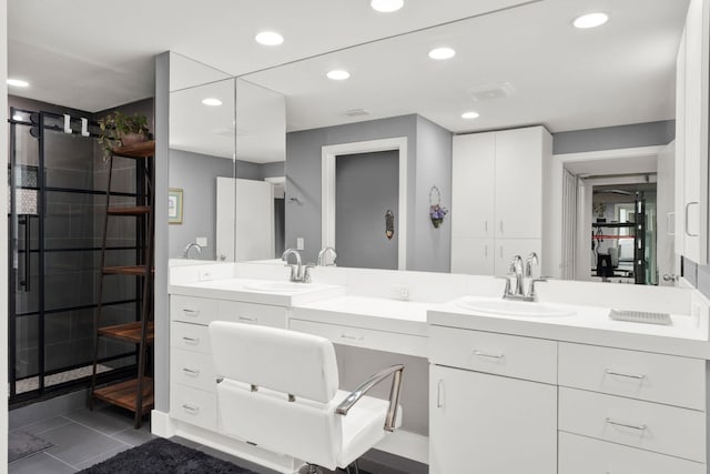 bathroom featuring vanity and tile patterned floors