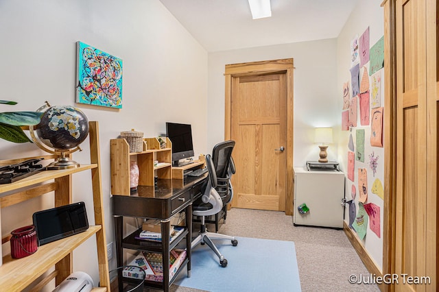 view of carpeted office space