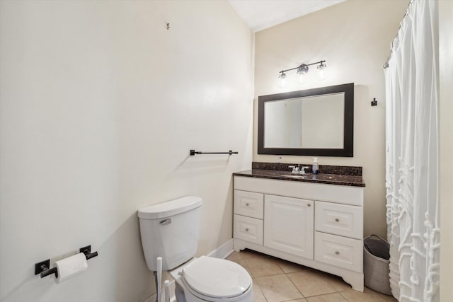 bathroom featuring tile patterned flooring, vanity, and toilet