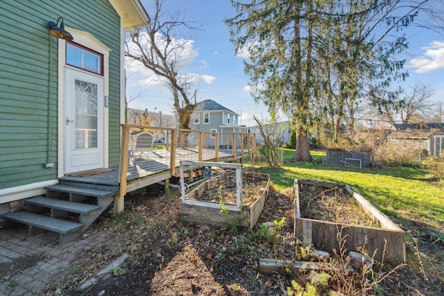 view of yard with a deck