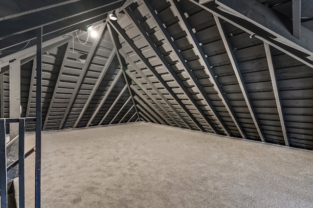 view of unfinished attic