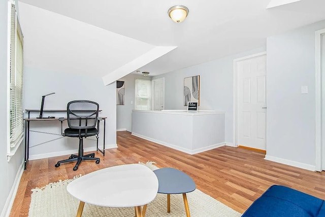 office area with hardwood / wood-style flooring