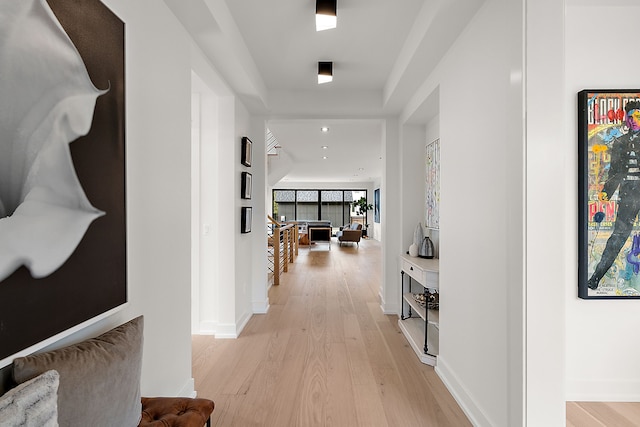 hall featuring light hardwood / wood-style flooring