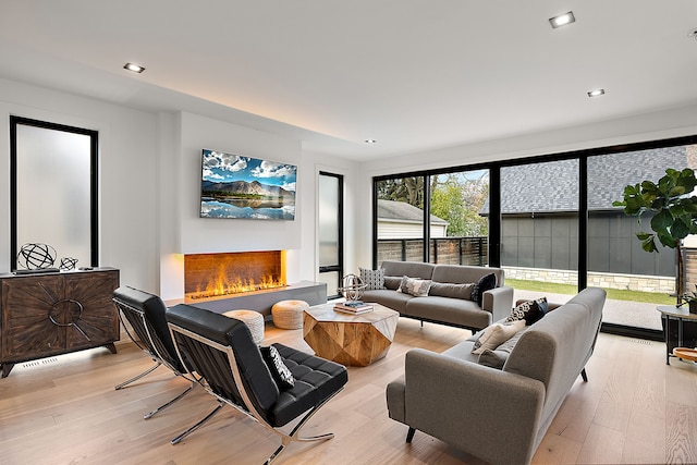 living room featuring light wood-type flooring