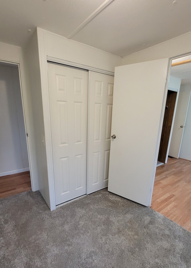 unfurnished bedroom with carpet floors and a closet