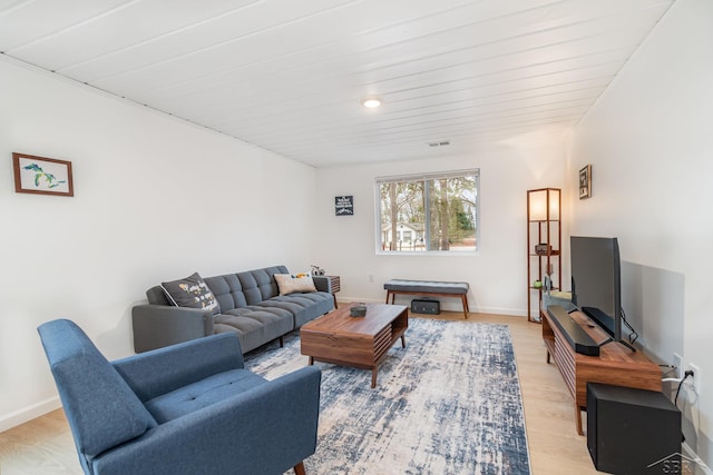 living room featuring light hardwood / wood-style floors