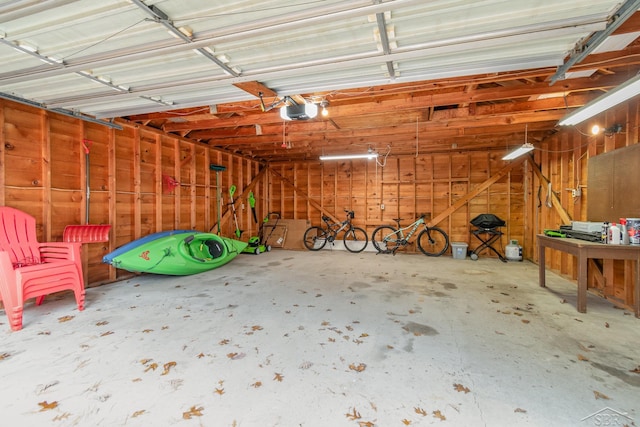 garage with a garage door opener