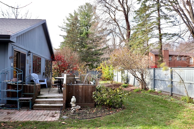 view of yard featuring a deck