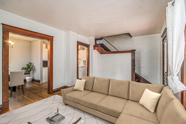 living room with wood-type flooring