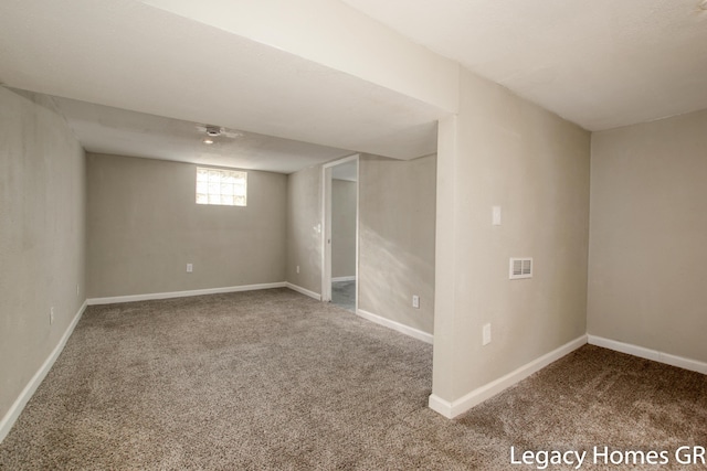 basement featuring carpet floors