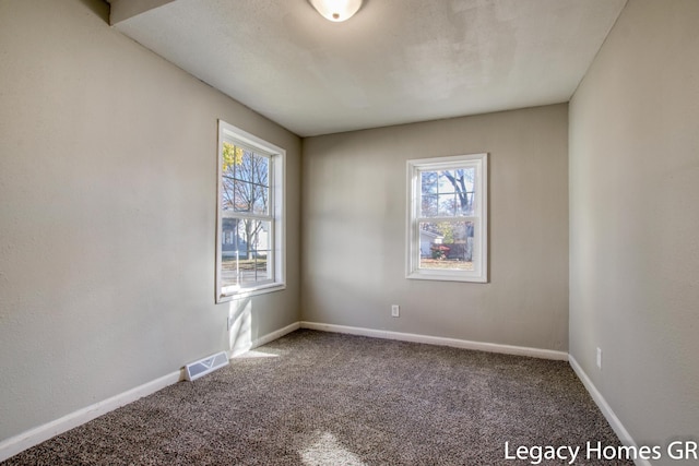 carpeted empty room featuring plenty of natural light