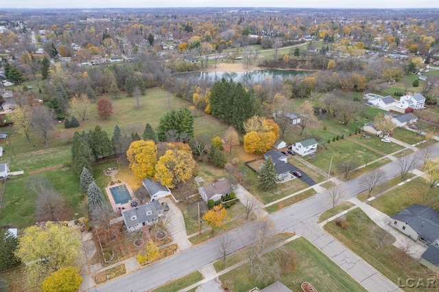 bird's eye view featuring a water view