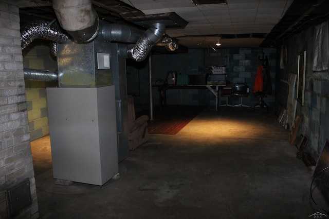 basement with heating unit